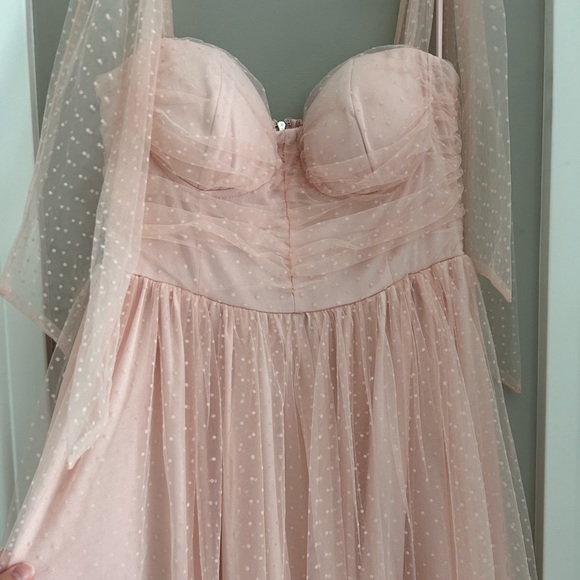 Mable Pink Tulle Polka Dot Tie-Strap Midi Dress, Size: Medium, NWOT - Picture 9 of 10